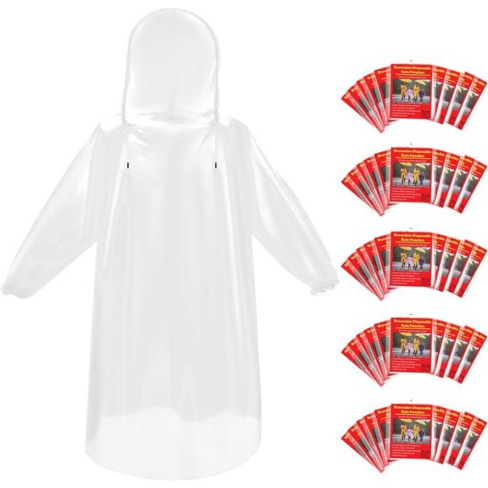 Disposable Rain Ponchos Waterproof PE Raincoat Adults Youth Camping Emergency Pa